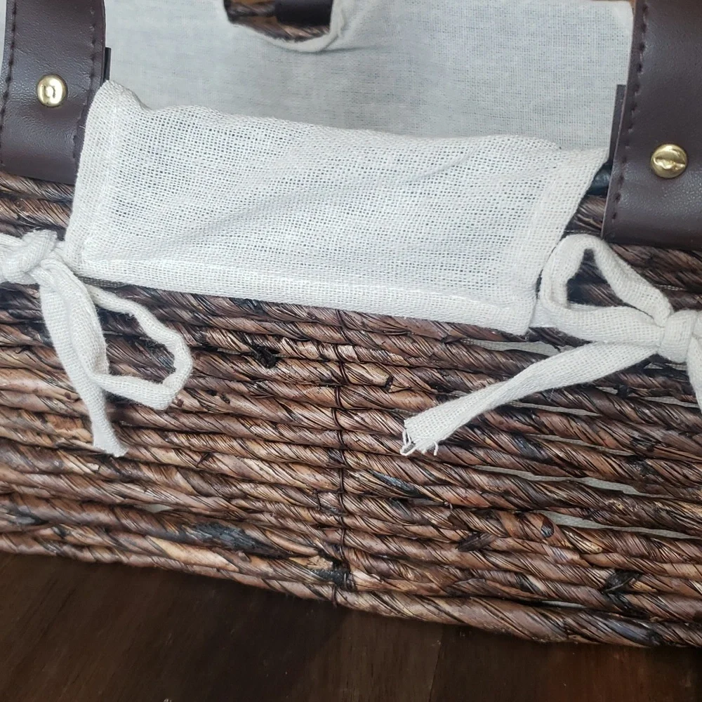 Wicker Basket with Liner and Handles